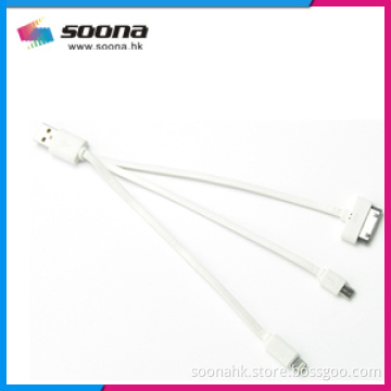 USB Cable with Lightning 8-Pin + Microusb + 30-Pin All in One